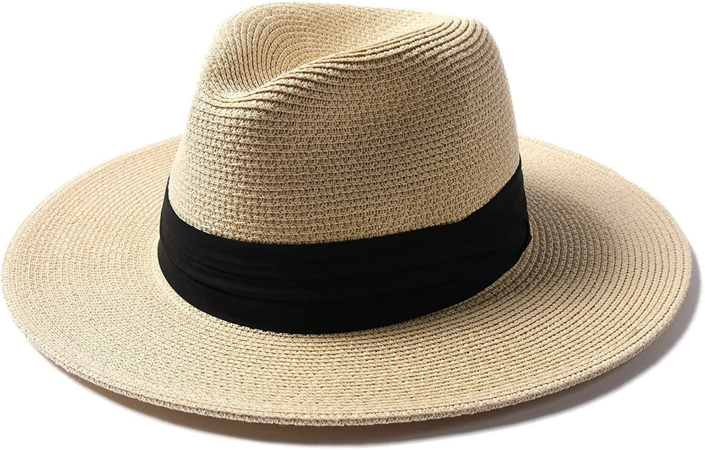 FURTALK Panama Sun Hat for Women & Men – Wide Brim Fedora Straw Beach Hat with UV UPF 50 Protection, Beige, One Size