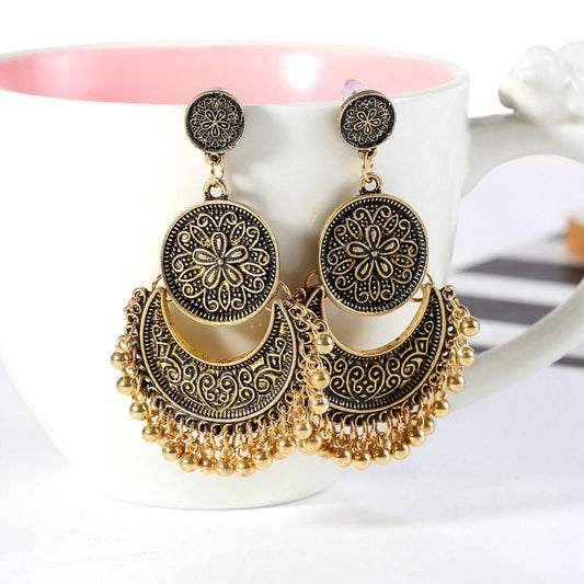 Gold Mexico Gypsy Earrings, Gold, One Size