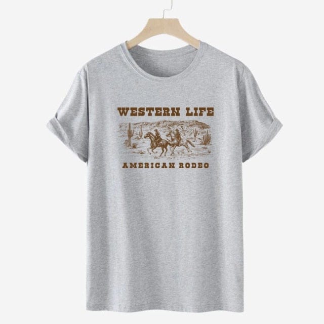 VIP HJN Cowboy Rodeo Retro Women T-Shirt Cowgirl Shirt Western Style Country Vintage T Shirt Cotton Short Sleeve Cute Aesthetic Tee