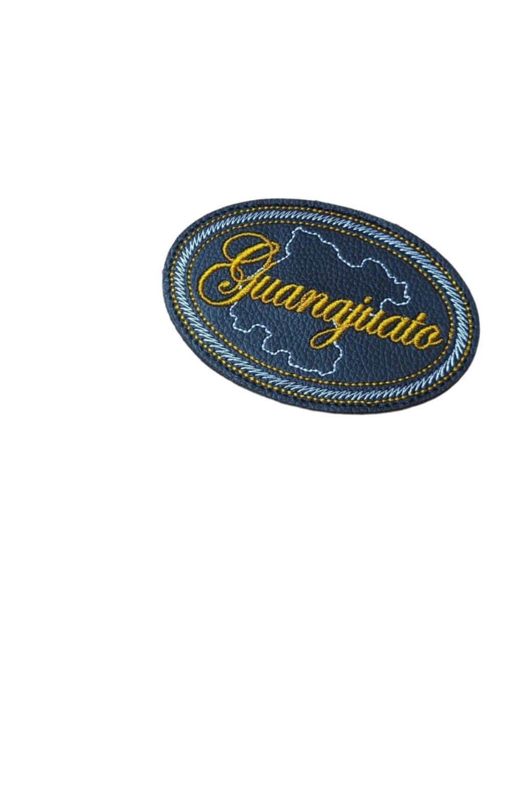 Guanajuato Embroidered Patch, Snake Skin Design, 4"x3", Black PU Leather