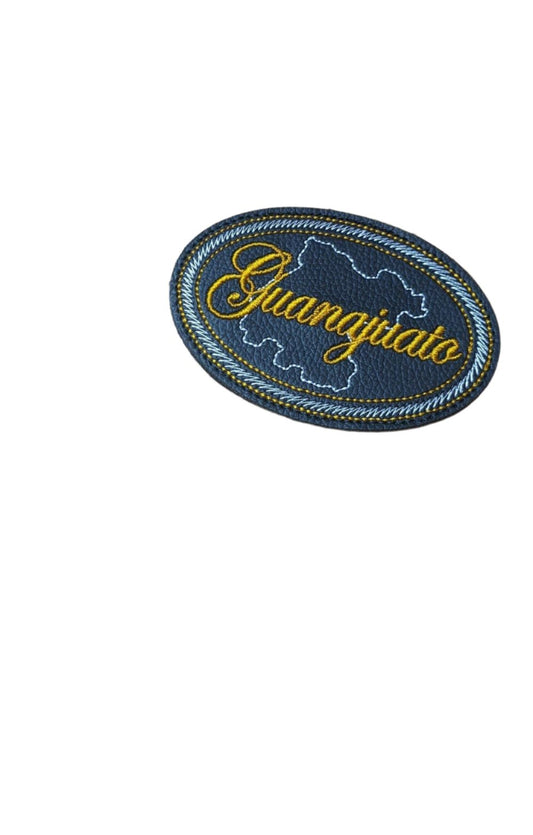 Guanajuato Embroidered Patch, Snake Skin Design, 4"x3", Black PU Leather