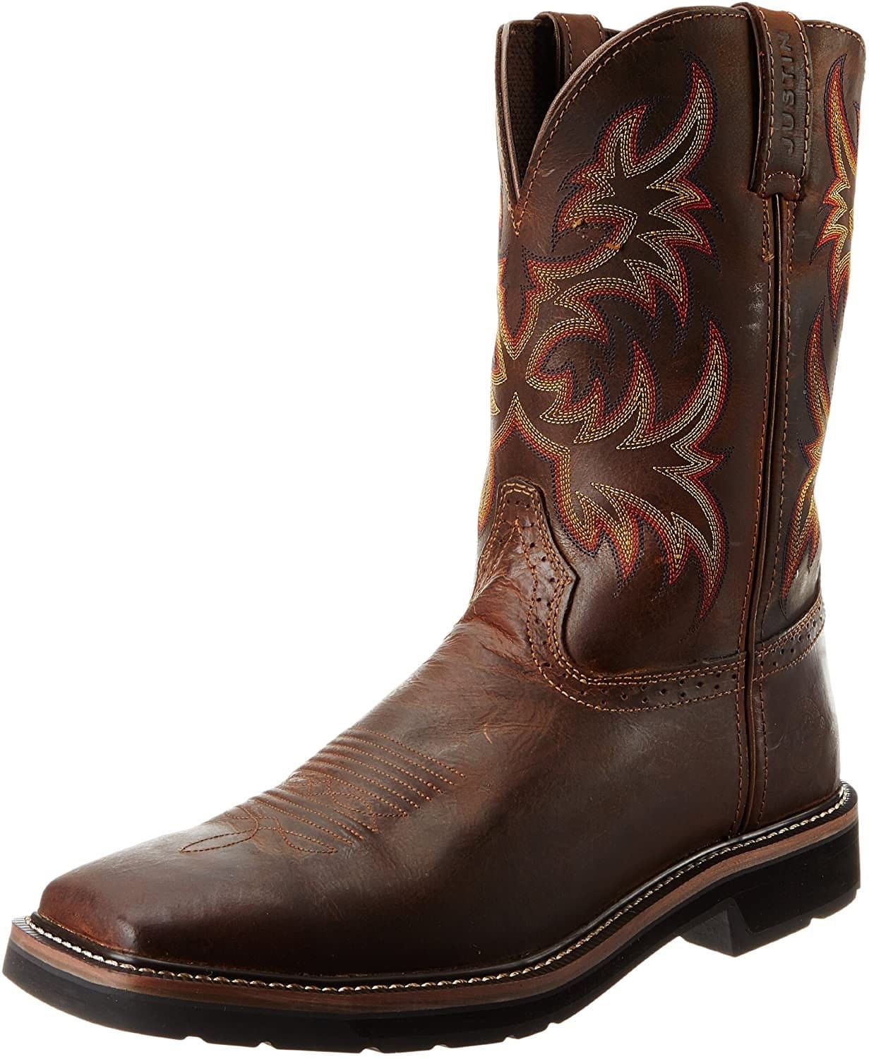 Justin Original Work Boots Men'S Stampede Pull On Square Toe Work Boot , 7, Brown