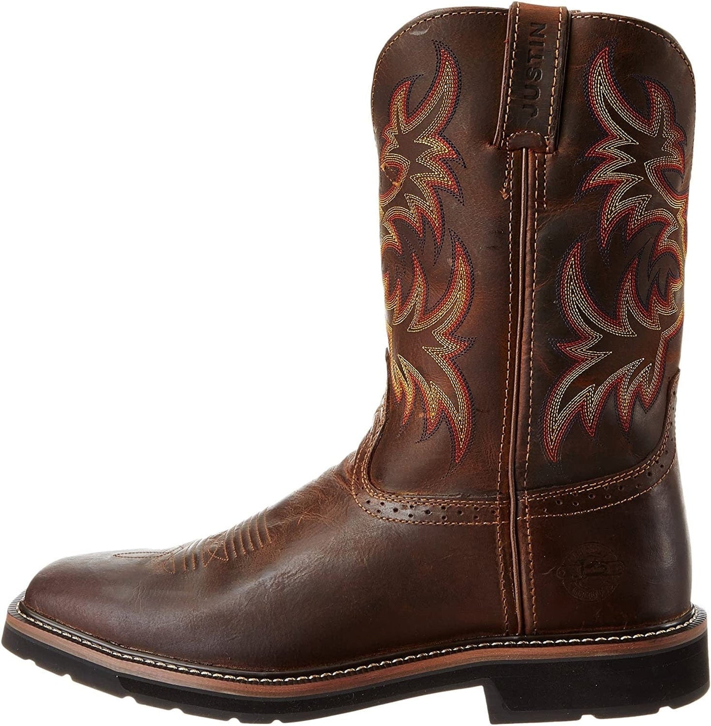 Justin Original Work Boots Men'S Stampede Pull On Square Toe Work Boot , 7, Brown