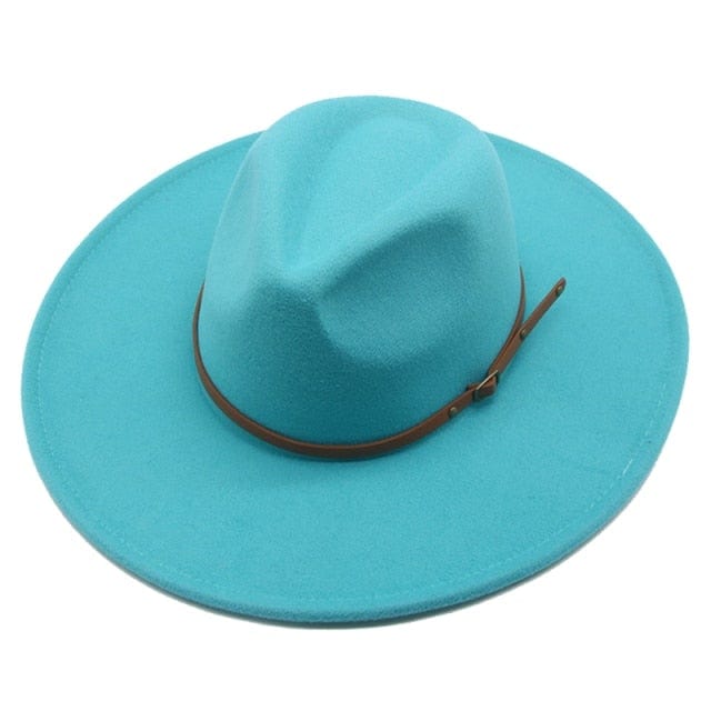 Sombreros Fedora de invierno para mujeres y hombres: ala grande de 9,5 cm, banda lisa, cinturón, color caqui y negro, estilo vaquero/jazz para exteriores