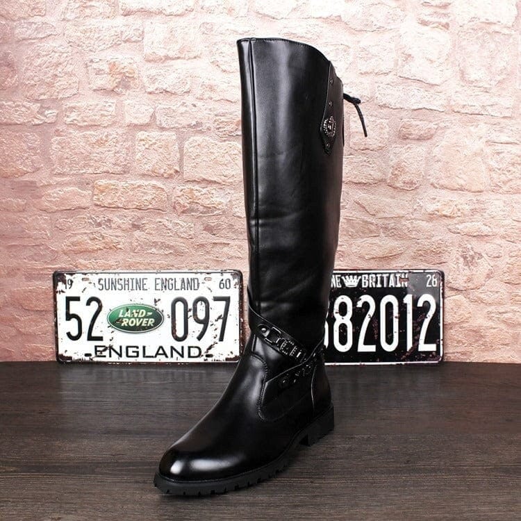 Leather cowboy boots for men, Black, 7