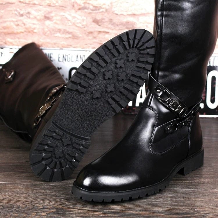 Leather cowboy boots for men, Black, 7