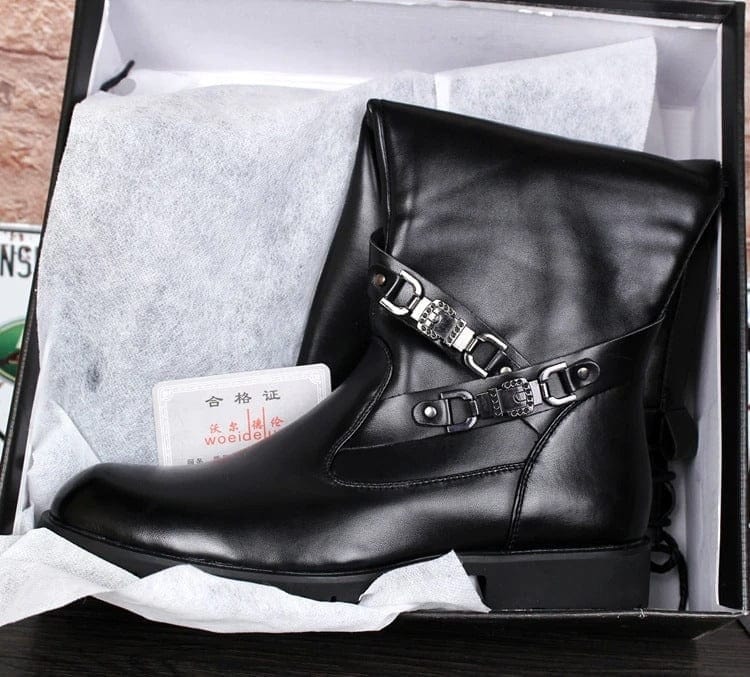 Leather cowboy boots for men, Black, 7