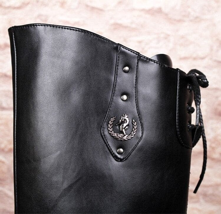 Leather cowboy boots for men, Black, 7