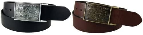 Levi's Men's Leather Belt with Stylish Plaque Buckle, Black Snap, 30-32