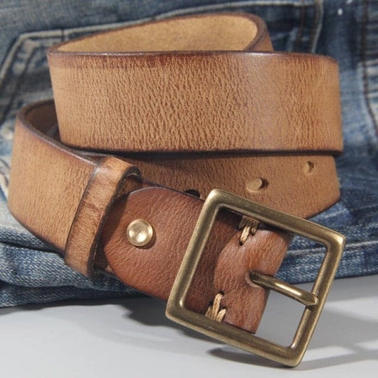 Men's Leather Belt, Dark Brown, 125cm