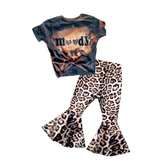 Western Bull Hat Cowboy Howdy Kids Outfit – Toddler Baby Girl Bell Bottom T-Shirt with Letter Print