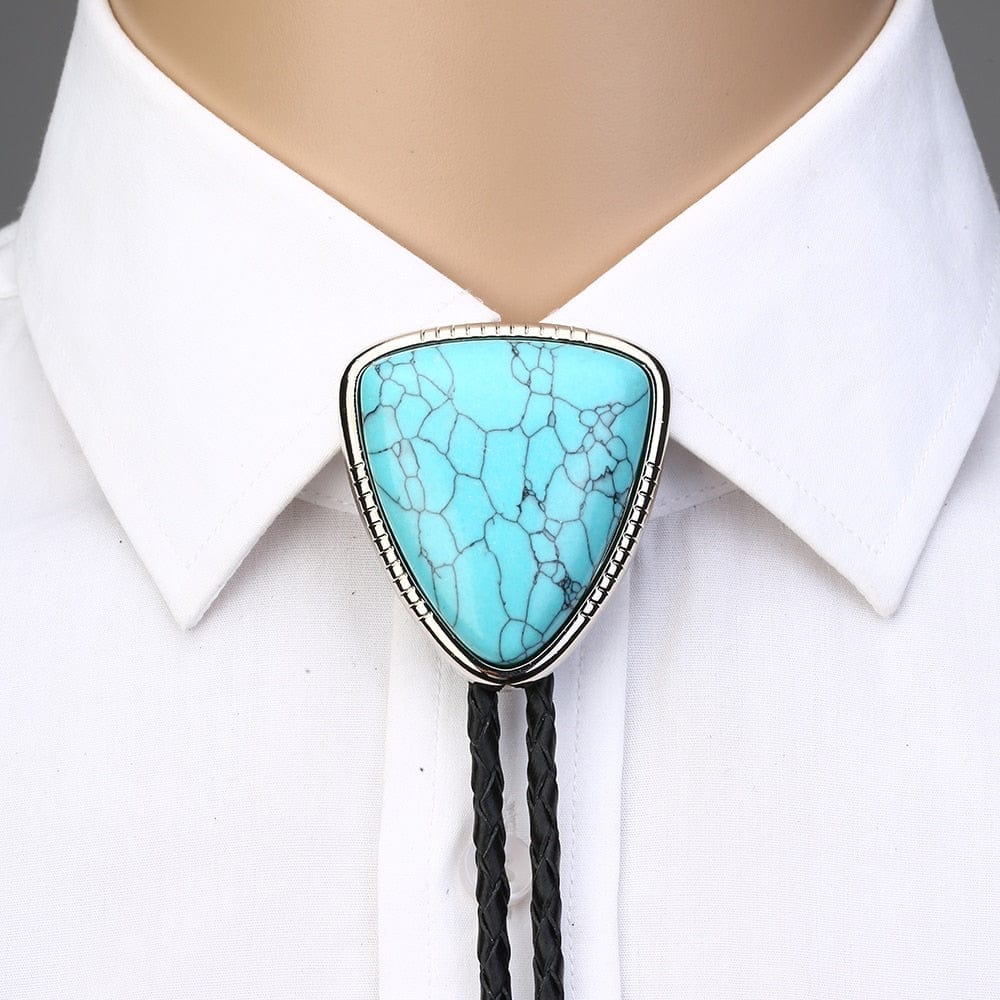 Natural stone BOLO tie, green, One Size
