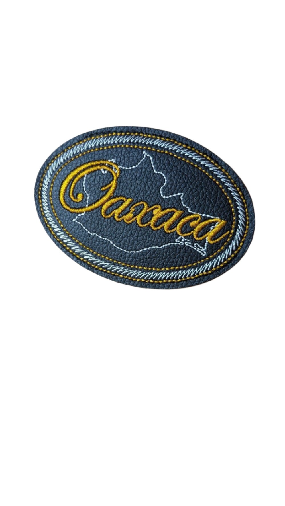Oaxaca Embroidered Patch, Snake Skin Design, 4"x3", Black PU Leather