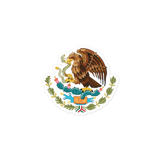 Official Coat of Arms of Mexico Die Cut Bubble Free Stickers – Unique, Durable, and Vibrant, 3"x3", White