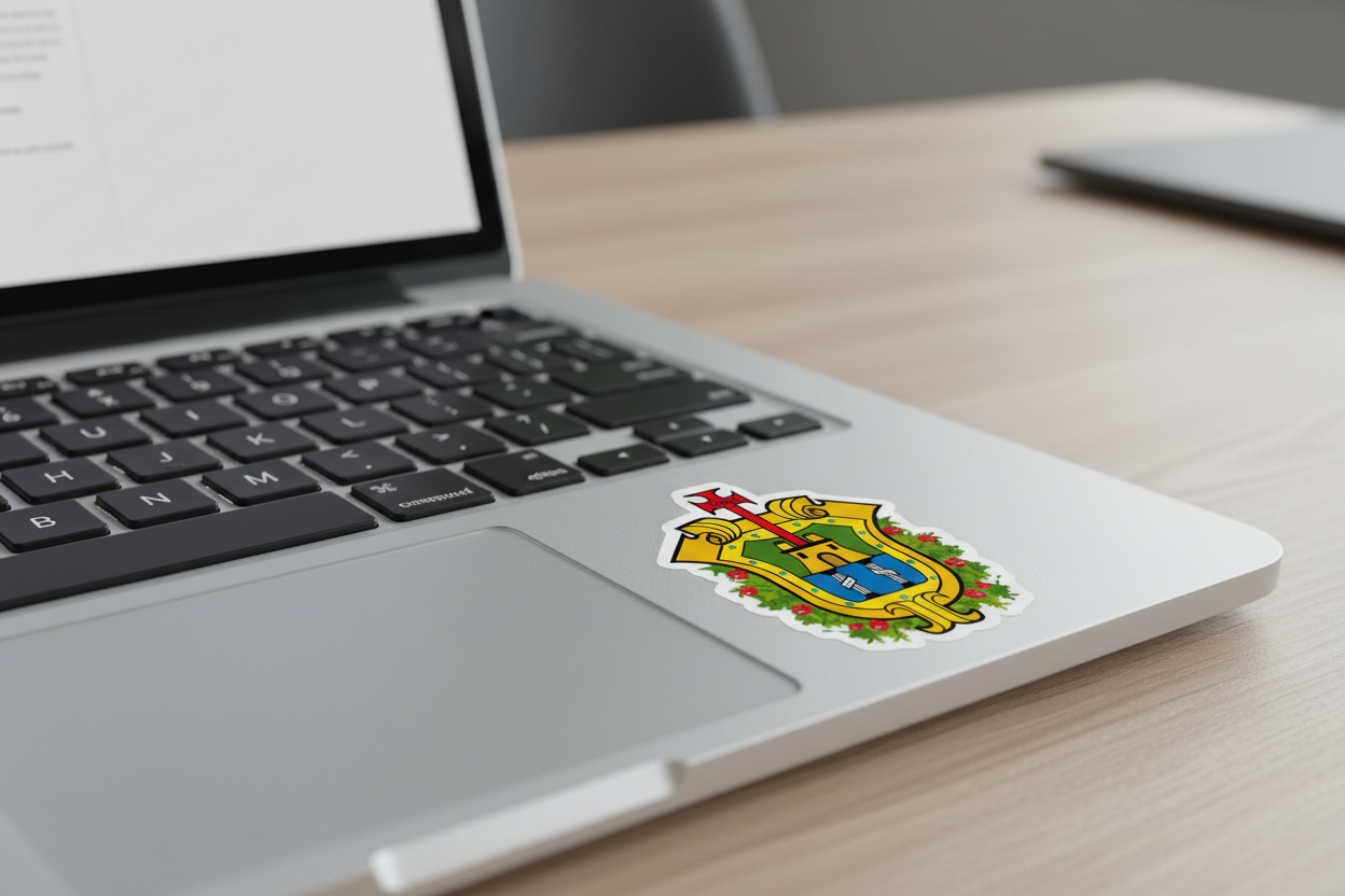 Official Coat of arms of Veracruz applied next to the trackpad of a Macbook Pro.