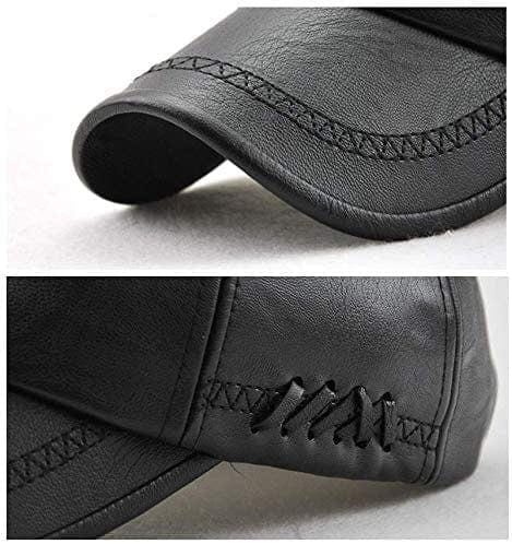 Plain baseball cap, men adjustable structured pu classic baseball cap hat,winter for elderly father