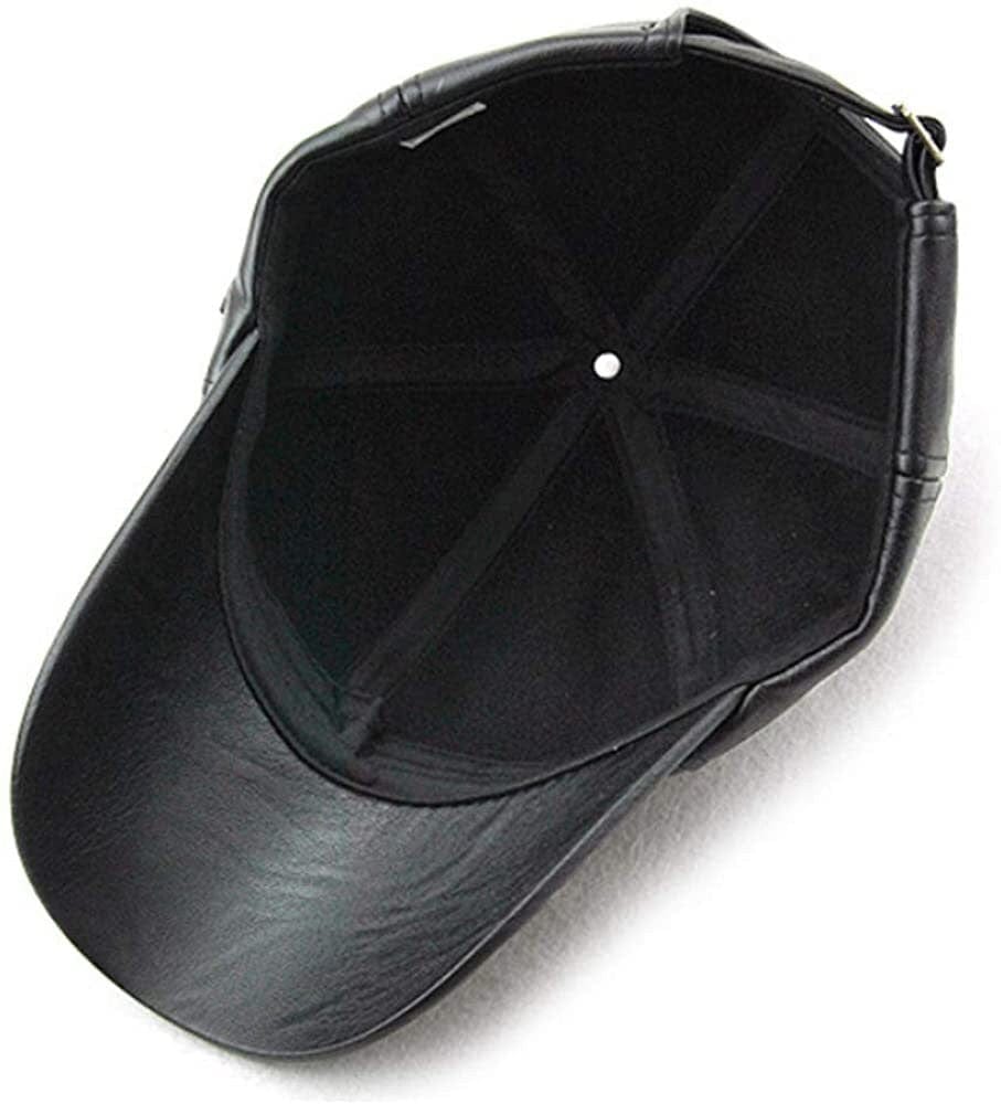 Plain baseball cap, men adjustable structured pu classic baseball cap hat,winter for elderly father