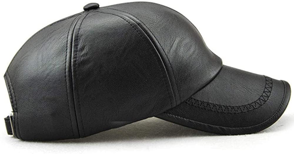 Plain baseball cap, men adjustable structured pu classic baseball cap hat,winter for elderly father