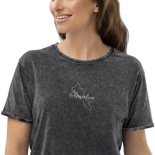 Sinaloa Unisex Denim T Shirt, S, Black