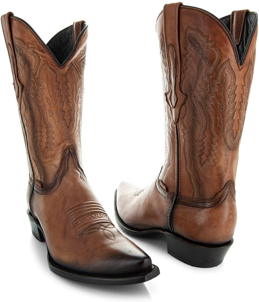 Soto boots mens burnished snip toe cowboy boots h50030, 11, Brown