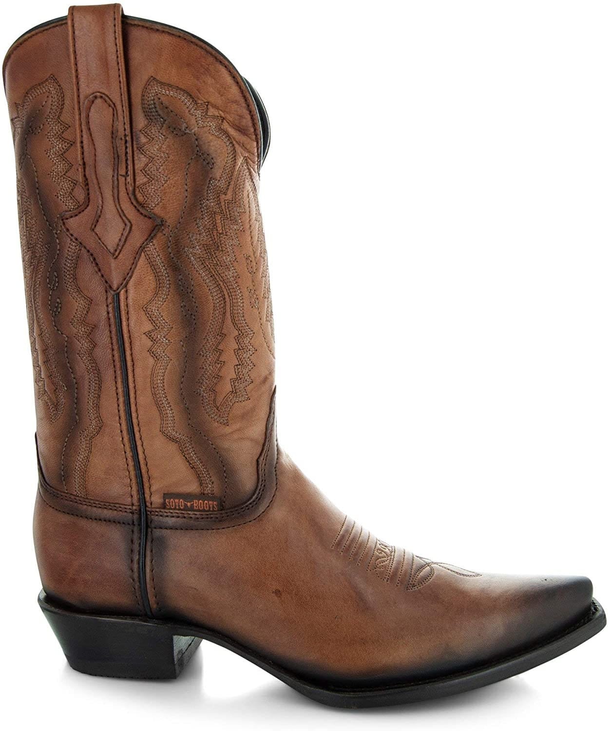 Soto boots mens burnished snip toe cowboy boots h50030, 11, Brown