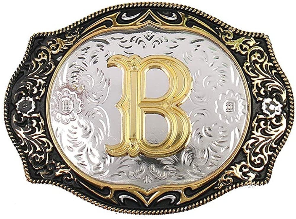 Hebilla de cinturón occidental con letras iniciales abcdmrj a z, hebillas de cinturón de rodeo de vaquero pequeñas de oro para hombres y mujeres