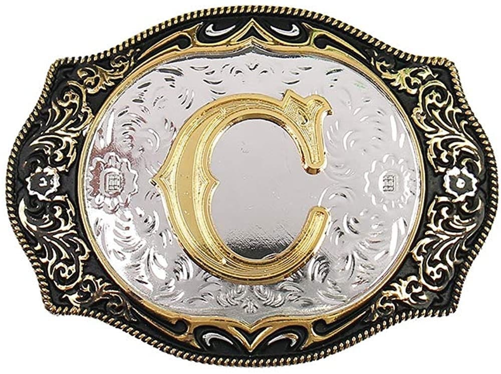 Hebilla de cinturón occidental con letras iniciales abcdmrj a z, hebillas de cinturón de rodeo de vaquero pequeñas de oro para hombres y mujeres
