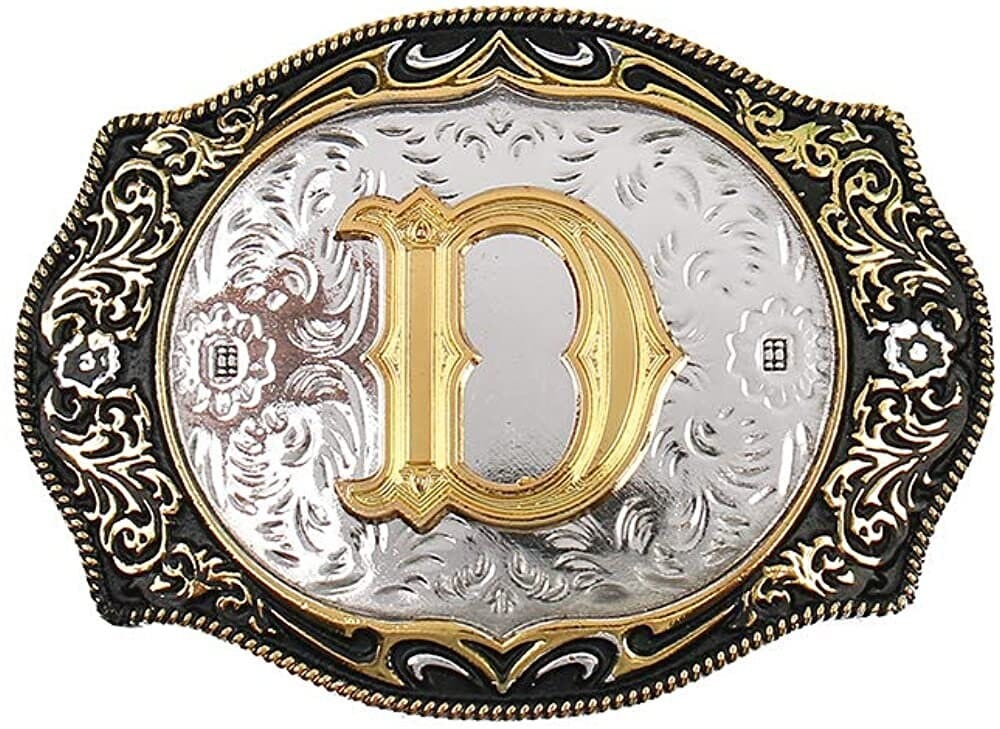 Hebilla de cinturón occidental con letras iniciales abcdmrj a z, hebillas de cinturón de rodeo de vaquero pequeñas de oro para hombres y mujeres