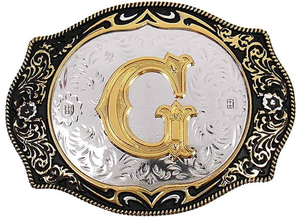 Hebilla de cinturón occidental con letras iniciales abcdmrj a z, hebillas de cinturón de rodeo de vaquero pequeñas de oro para hombres y mujeres