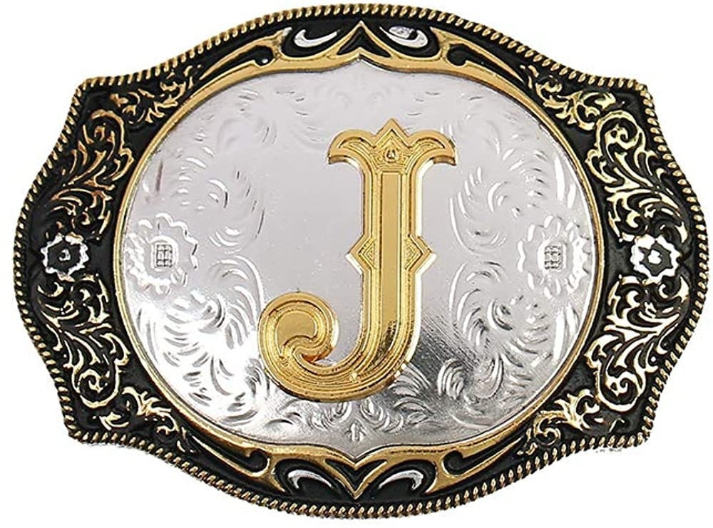 Hebilla de cinturón occidental con letras iniciales abcdmrj a z, hebillas de cinturón de rodeo de vaquero pequeñas de oro para hombres y mujeres