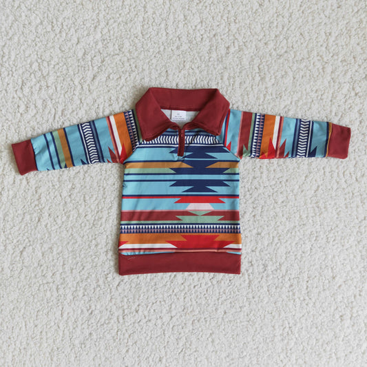 Ropa infantil occidental, camiseta de vaquero con cremallera para bebé niño, camiseta con solapa y manga larga