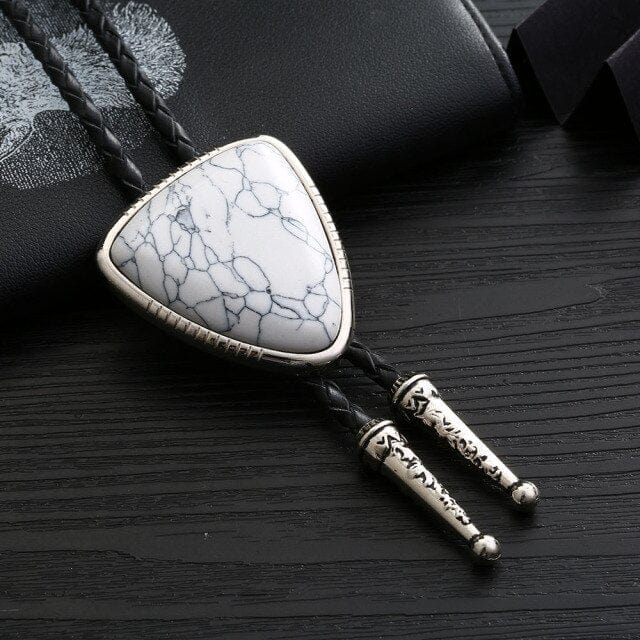 Natural stone BOLO tie, green, One Size