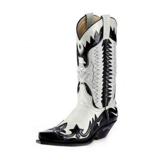 Women Colorblock Pointed  Boots, white, us7.5 8