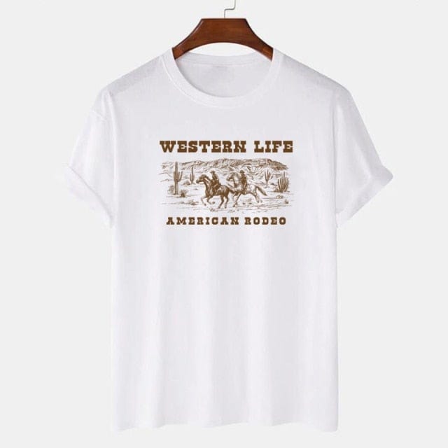 VIP HJN Cowboy Rodeo Retro Women T-Shirt Cowgirl Shirt Western Style Country Vintage T Shirt Cotton Short Sleeve Cute Aesthetic Tee