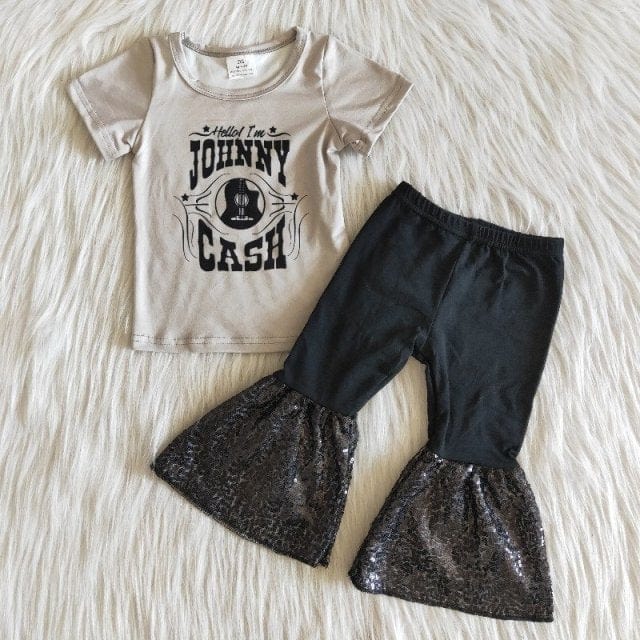 Kids Boutique - Baby Girls Singer Outfit, Red Shirt & Western Bell Pants Set