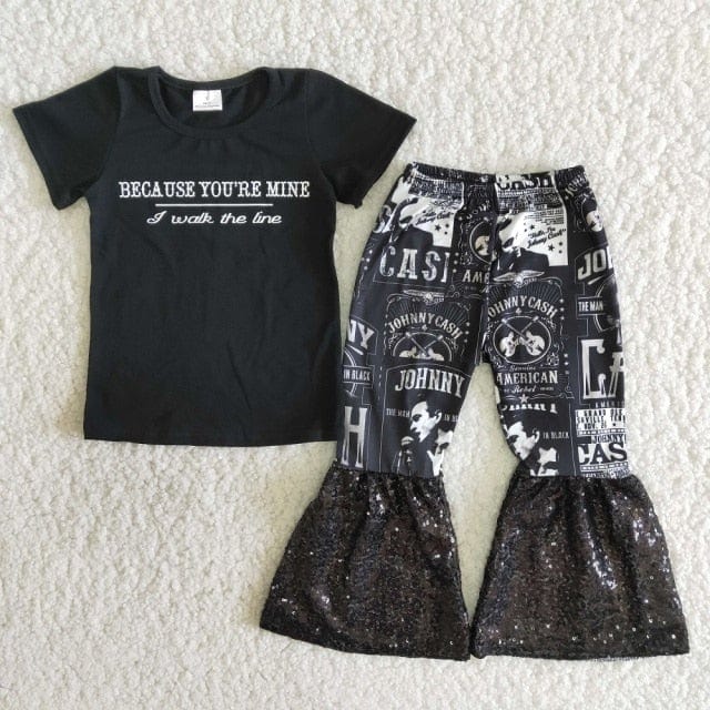 Kids Boutique - Baby Girls Singer Outfit, Red Shirt & Western Bell Pants Set