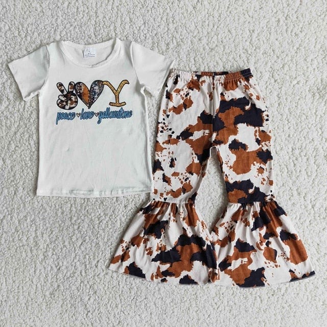 Kids Boutique - Baby Girls Singer Outfit, Red Shirt & Western Bell Pants Set