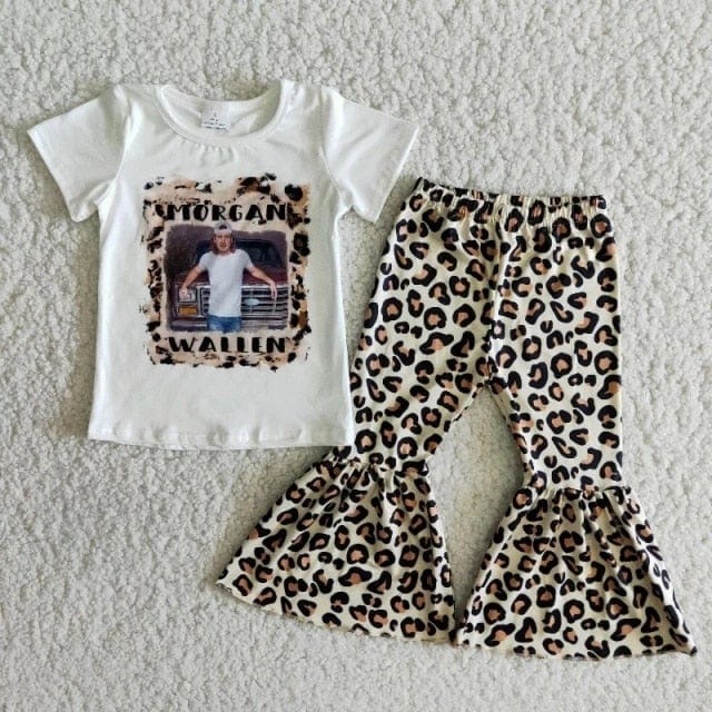 Kids Boutique - Baby Girls Singer Outfit, Red Shirt & Western Bell Pants Set