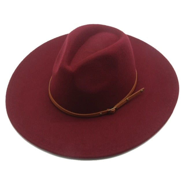 Sombreros Fedora de invierno para mujeres y hombres: ala grande de 9,5 cm, banda lisa, cinturón, color caqui y negro, estilo vaquero/jazz para exteriores
