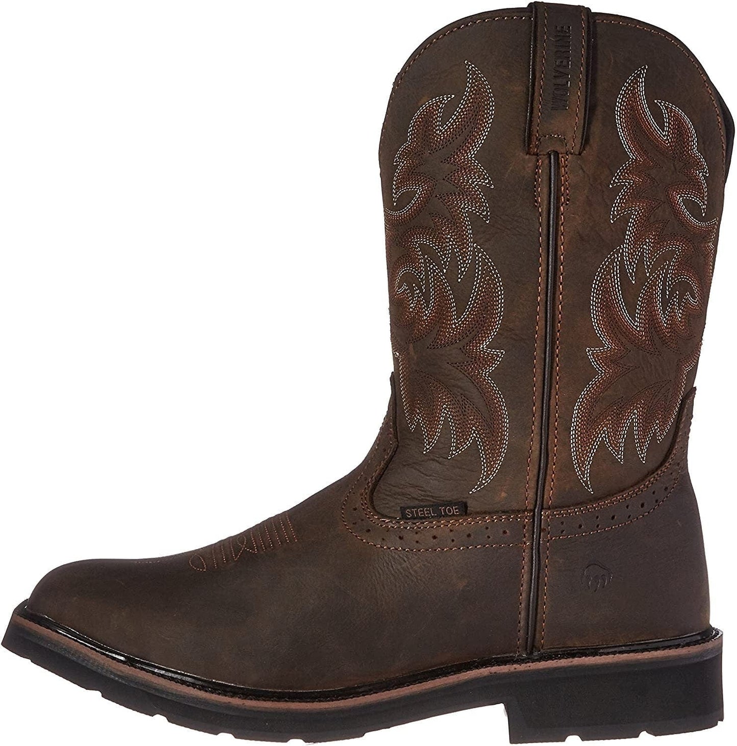 Wolverine men's rancher 10" square toe steel toe work boot, 7 X Wide, Brown