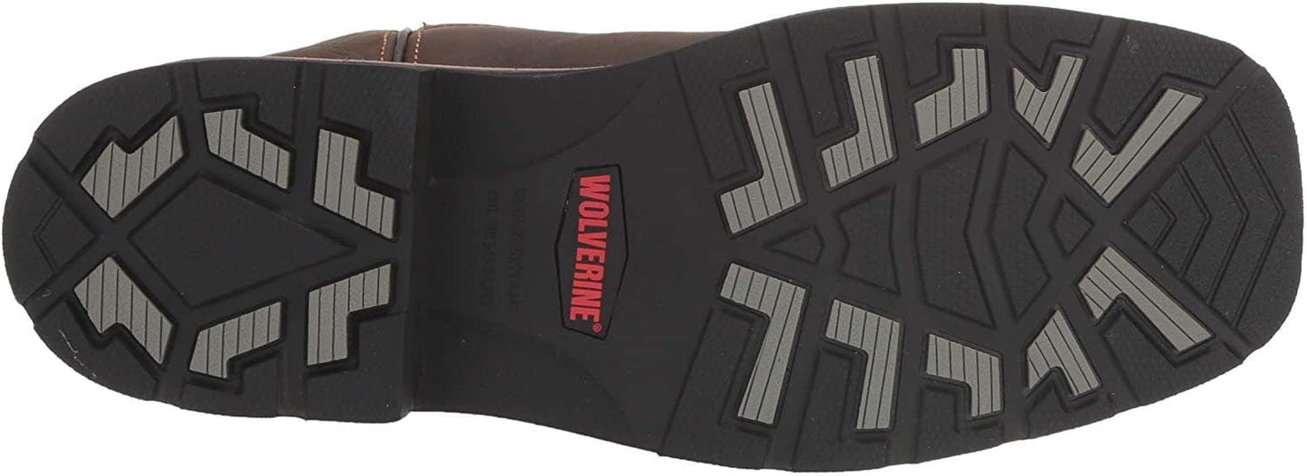 Wolverine men's rancher 10" square toe steel toe work boot, 7 X Wide, Brown