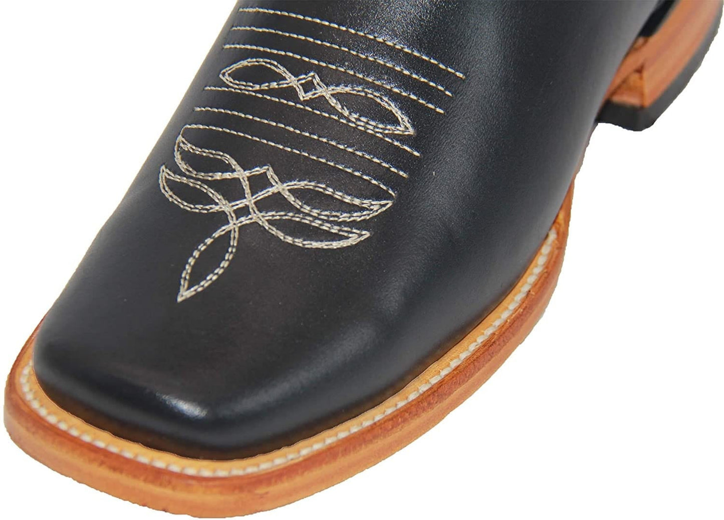 Bota vaquera estilo western con bordado floral de cuero para mujer