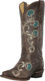 Botas vaqueras estilo western para mujer, Florence Heritage Square Snip Toe de Silver Canyon, cuero bordado