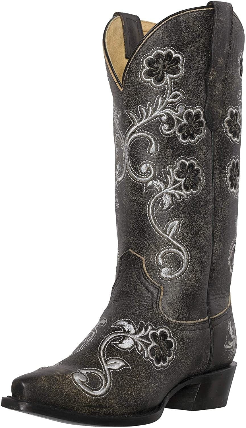 Botas vaqueras estilo western para mujer, Florence Heritage Square Snip Toe de Silver Canyon, cuero bordado