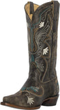 Botas vaqueras estilo western para mujer, Juliet Heritage Square Snip Toe de Silver Canyon, cuero bordado