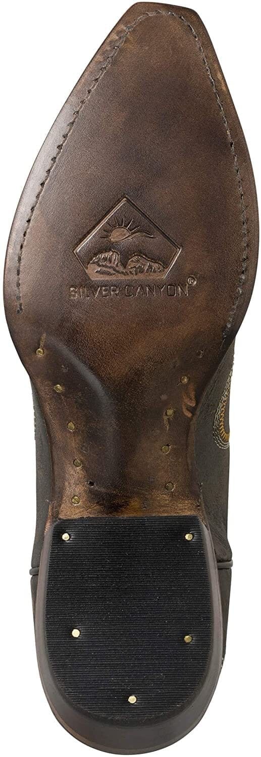 Botas vaqueras estilo western para mujer, Juliet Heritage Square Snip Toe de Silver Canyon, cuero bordado