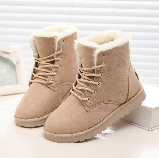 Women's Winter Snow Boots – Warm, Waterproof & Non-Slip Cold Weather Footwear, Khaki, 37