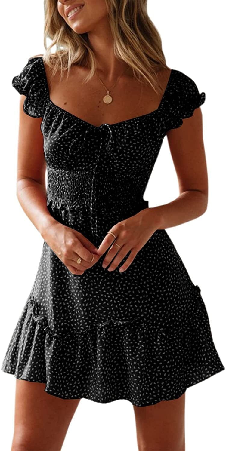 Vestido mini con escote en forma de corazón y mangas con volantes para mujer de Yobecho