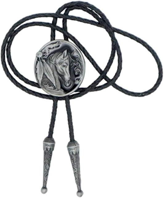 Ivory Falcon Western Bolo Tie, Howling Wolf Bolo Tie, One Size