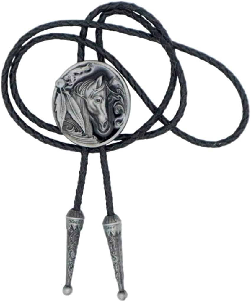 Ivory Falcon Western Bolo Tie, Howling Wolf Bolo Tie, One Size